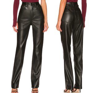 AFRM 29 Heston Vegan Leather Pant Black High Waisted Straight Leg Trouser